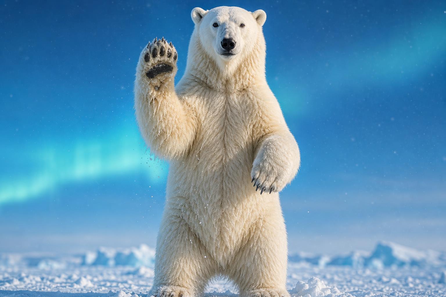 Polar bear with vintage arctic ice cream truck
